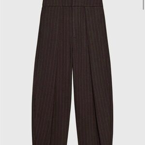 Zara pleated tapered pants striped